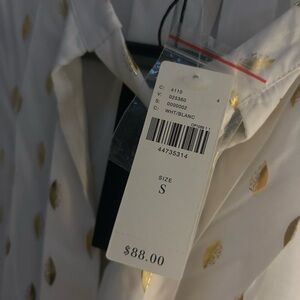 Anthropologie White and Gold Blouse